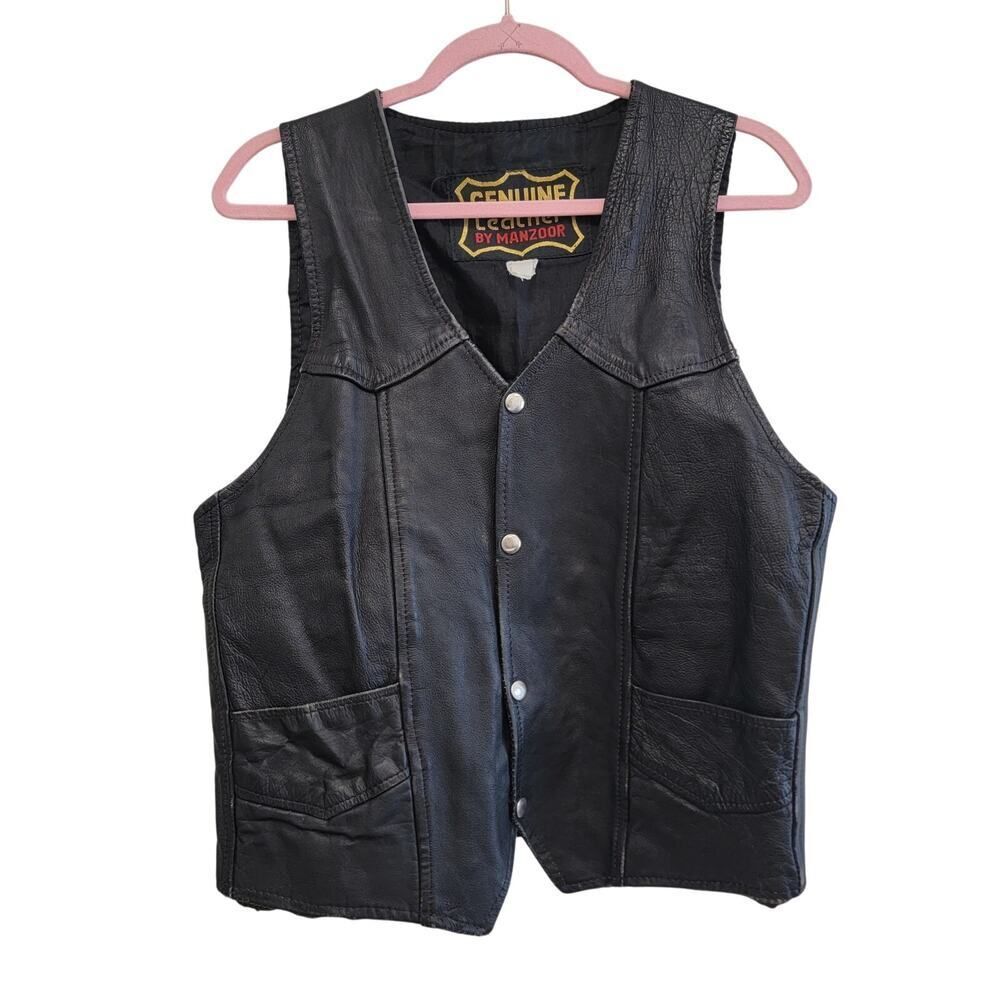 Authentic Vintage Black Leather Vest